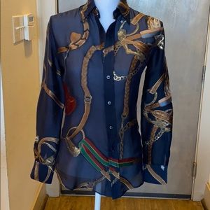 Ralph Lauren Sheer Ornate Button Down